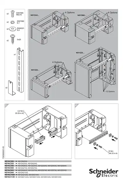 schneider施耐德PanelSeT PLA PLM - Cable support rail C40 profile perforated - Instruction sheet